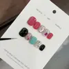 Uñas Portátiles Puras Hechas a Mano, Artículo Popular de Celebridad de Internet, Lunares de Color Contrastante, Diamantes Triturados, Arte de Uñas Ojo de Gato, Estilo Dulce y Lindo, Pegatinas para Uñas Cortas