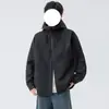 Jaqueta Estilosa Masculina com Zíper para Primavera e Outono de 2026, Estilo Hong Kong, Estilo Japonês, Estilo Harajuku, Versão Coreana, Jaqueta com Capuz de Corte Solto