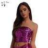 Top de lentejuelas europeo y americano ropa de actuación DS ropa de escenario club nocturno lentejuelas brillantes ropa interior de actuación top de tubo de alta elasticidad pecho envuelto