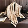 Pañuelo de Seda Estampado Coreano con Puntos de Ola Artística 90cm Pañuelo de Sarga Lujo Ligero Versátil Cuadrado Grande Estilo Nuevo Chal Pañuelo para la Cabeza