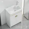 Armário de Lavanderia de Alumínio em Favo de Mel com Combinação de Tábua de Lavar, Cuba de Cerâmica para Lavanderia, Pia de Lavanderia para Varanda, Gabinete de Banheiro Integrado de Piso