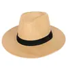 Chapéu Masculino Verão Viagem Férias Chapéu de Praia Estilo Britânico Aba Larga Chapéu de Sol Chapéu de Sol Chapéu Panamá Palha Feminino