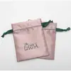 Bolsas Pequeñas de Tela con Cordón Personalizadas, Bolsas de Seda para Pelucas, Bolsas de Poliéster con Cordón para Cosméticos, Bolsas de Satén a Prueba de Polvo para Joyería