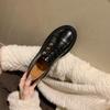 Versión de Piel de Vaca~Nuevos Mocasines Gruesos de Tacón Grueso Estilo Hepburn Retro Bordados, Zapatos de Piel Genuina para Mujer Primavera y Otoño