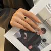 Anillo Abierto con Números Romanos de Abanico Europeo y Americano para Mujer, Exquisito y a la Moda con Taladro de Cola, Anillo para Dedo de Acero de Titanio con Oro de 18K