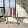 Estante para Secar Ropa de Acero Inoxidable de un Solo Poste de Pie para Interiores y Exteriores Estante para Secar Ropa Doméstico Estante para Secar Ropa de Balcón Perchero para Dormitorio