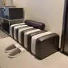 Banco para Trocar Sapatos na Entrada para Apartamentos Pequenos, Sofá Banco Longo para Uso Doméstico na Sala de Estar, Banco Longo Único com Couro de Garra de Gato e Apoio para os Pés Antiderrapante