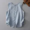 Novo Colete Reversível de Algodão e Linho Vintage 2025 para Mulheres, Top Solto Casual Versátil Fashionável Sem Mangas