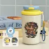 Nueva taza térmica y conservadora de frío, serie de pintura al óleo, un regalo para niños pequeños, portátil para uso en exteriores, taza de café moderna para estudiantes