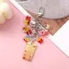Pingente de bolsa DIY chaveiro acrílico fruta fofa divertido texto inspirador desenho animado pingente de mochila cordão para pendurar