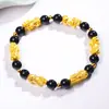 Pulseira Popular do TikTok para Homens e Mulheres em Ouro Imitado, Pulseira de Casal em Ouro de Areia Vietnamita com Obsidiana, Presente