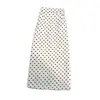 Falda midi de lunares negros talla grande para mujer, estilo fino de verano, de cintura alta, diseñada para cubrir las caderas y crear un efecto adelgazante, corte en A
