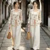 Conjunto de Moda Personalizado Estilo Chinês Novo Tendência Nacional para Mulheres Verão 2026 Novo Top Estampado Solto com Cadarço Calça de Perna Larga