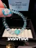 Joyería Acuamarina Cielo Estrellado Topacio Nariz de Toro Pulsera de Cristal Blanco Nuevo Estilo Chino Ojo de Tigre Topacio Pulsera de Cuentas Azules