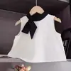 Conjunto Casual Elegante para Niñas 2026 Verano Nuevo Chaleco Elegante con Lazo y Pantalones Largos Conjunto de Dos Piezas Moderno