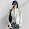 1901 Proteção UV Gola Alta Pequena Roupa de Proteção Solar Feminina Primavera e Verão Fina Slim Fit Respirável Roupa de Proteção Solar Top Pulôver para Exterior