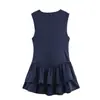 Al por mayor 2025 Nuevo Otoño Vestido Corto Decorativo a Cuadros en Capas para Mujer Bb7-11495