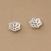 Prata Esterlina S925 8mm Porta-Contas Liso Prata em Formato de Flor Espaçador Fino de Contas de Cristal Acessórios Espaçadores para Pulseira de Pérolas Feita à Mão DIY