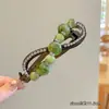 Pinza para el pelo con forma de ocho retorcido, con cuentas degradadas y pedrería, estilo coreano, para mujer, con un toque de alta gama, adecuada para la parte trasera completa de la cabeza, pinza banana para recogidos