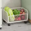 Cesta de Frutas e Legumes para Cozinha Suporte de Armazenamento Doméstico Removível Prateleira Multicamadas Carrinho de Piso Multifuncional Suporte de Armazenamento