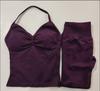 Conjunto Df de Pantalones Largos y Chaleco Más Vendidos de Amazon, Chaleco Deportivo de Cuello Halter de Nailon Mate de Alta Elasticidad Ultrafino