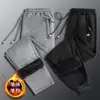 Pantalones deportivos de invierno para niños y adolescentes, pantalones de chándal de color sólido, con forro polar engrosado, para estudiantes de secundaria, casuales, combinables con todo, pantalones de moda para otoño e invierno