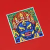 Núcleo de Pintura Thangka de Xizang Semi-Pintado à Mão com Detalhes Dourados, Deus Negro da Riqueza de Seis Braços, Mahakala e Vajra, Atacado com Qualidade de Alta Definição