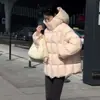 Abrigo acolchado de algodón y plumón de invierno 2026 para mujer, de longitud media, estilo nuevo, con capucha, corte holgado, chaqueta de algodón engrosada