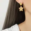 Ins personalidade nicho de dupla camada textura brincos estrela Love design brincos pendentes titânio aço banhado a ouro brincos atacado