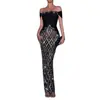 Vestido Feminino Bandage Novo Sexy Decote Baixo Bordado com Lantejoulas e Pedras Preciosas Estilo Celebridade de Luxo High-End Transfronteiriço Europeu e Americano