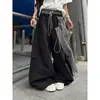 Calça Casual Tendência Estilo Retrô para Mulheres, Comércio Transfronteiriço, Calça de Verão Larga até o Chão com Decoração Estilo Street Style, Design Prático, Versátil