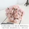 Flores Artificiais Transfronteiriças Buquê de Peônias com 27 Flores Camélia Rosa Amarradas com Ráfia Fabricante de Flores Artificiais Estilo Ins Artigos de Ano Novo