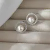 Pendientes de Aro Redondos de Plata de Ley 925 con Perla Japonesa y Coreana para Mujer 2026 Nuevo Ligero Lujo Versátil Sensación de Alta Gama Pendiente Completo de Circonia