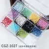 Caixa com 12 Compartimentos de Decorações de Unha Péroladas Coloridas em Cores Doces, Ornamentos de Unha Semicirculares Doces, Atacado DIY Feito à Mão