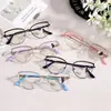 Nuevo Estilo de Celebridad de Internet Montura de Gafas de Lente Transparente Metal Retro Gafas Anti-Luz Azul Estilo Ojo de Gato Rostro Liso Gafas Fotocromáticas
