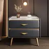 Mesa de cabeceira de ardósia de luxo leve, sem necessidade de instalação, armário de cabeceira minimalista moderno em couro, prateleira de armazenamento de madeira maciça para quarto pequeno