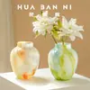 Vaso Pequeno de Vidro Colorido Artístico com Padrão de Mármore Estilo Chinês Novo de Alta Qualidade para Decoração Suave e Hidroponia em Quartos Modelo