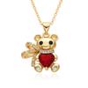 Collar de oro con colgante de oso de amor lindo, joyería de circonita con microincrustaciones de cobre, oferta transfronteriza europea y americana