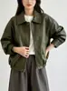 Chaqueta corta de cuero PU moderna y elegante con cuello de solapa para mujer, nuevo modelo primavera/otoño 2026, absolutamente hermosa y súper versátil para figuras petite