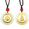Colgante de jade con incrustaciones de oro del Buda Guanyin "Tiempo de Ejecución", estilo nacional, collar de la Paz del Buda Maitreya, regalo conmemorativo con explosiones en vivo.