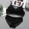 Venda Direta de Fábrica do Popular Conjunto de Renda Francesa Sem Fio para Sutiã e Calcinha Respirável Sexy com Costas Cruzadas