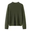 75 Cachemira 25 Seda Terciopelo Cuello Semi Alto Camisa de Terciopelo para Mujer Otoño Invierno Suelta Suave Pegajosa Tejido de Punto Capa Base Suéter de Manga Larga