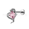 Brincos de Titânio F136 Jiangtai Pequena Cobra Enrolada Estilo Zircônia Studs para Lábio Corpo em Liga de Titânio G23 Joias para Body Piercing Studs de Osso da Orelha