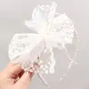 Diadema de Encaje de Hada Estilo Europeo y Americano con Lazo y Perla de Comercio Exterior, Accesorio para el Cabello Dulce de Princesa para Niños Que No Daña el Cabello