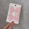 Horquilla dulce y linda para niños y estudiantes estilo coreano, lazo pequeño de hilo de seda rosa claro, par de clips, clip para flequillo, horquilla