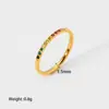 Anillo de Moda Ins Colorido con Circonita Incrustada Efecto Arcoíris Chapado en Oro de 18 Quilates para Mujer Apilable Acero Inoxidable Tendencia Ins Femenina
