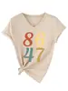 Amazon eBay sitio independiente moda casual versátil mujer 8647 digital cuello V manga corta camiseta en stock