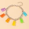 Europa e Estados Unidos pulseira de joias transfronteiriça cor de doce fofo urso pulseira de corrente grossa ins pulseira com pingente de urso feminino