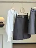 Falda de traje de oficina estilo coreano para mujer, nuevo modelo de otoño, de cintura alta, adelgazante, con abertura frontal, casual, ajustada, recta, midi