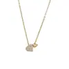 Cadena para Clavícula Elegante con Baño de Oro Real y Circonitas Microincrustadas Diseño de Nicho para Mujer Collar con Forma de Corazón Cadena Sencilla para Suéter de Uso Diario
